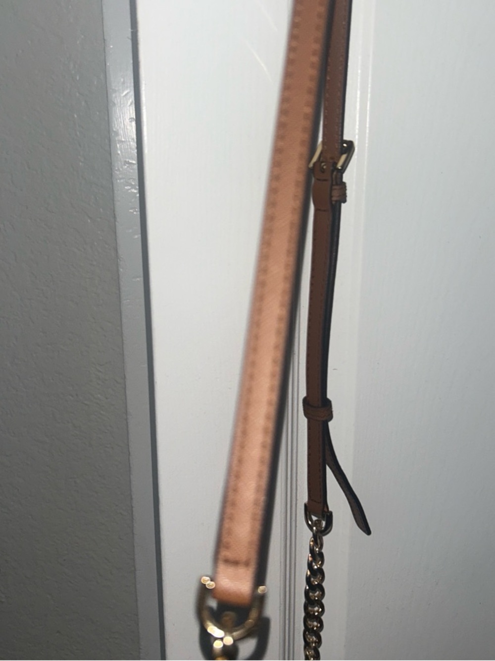 Michael Kors Brown MK Logo Crossbody with Gold Chain Strap - Picture 3 of 3